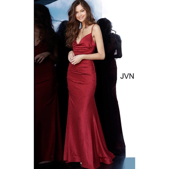 Jovani Dresses & Skirts - Burgundy Red V-Neck Prom Dress from JVN by Jovani